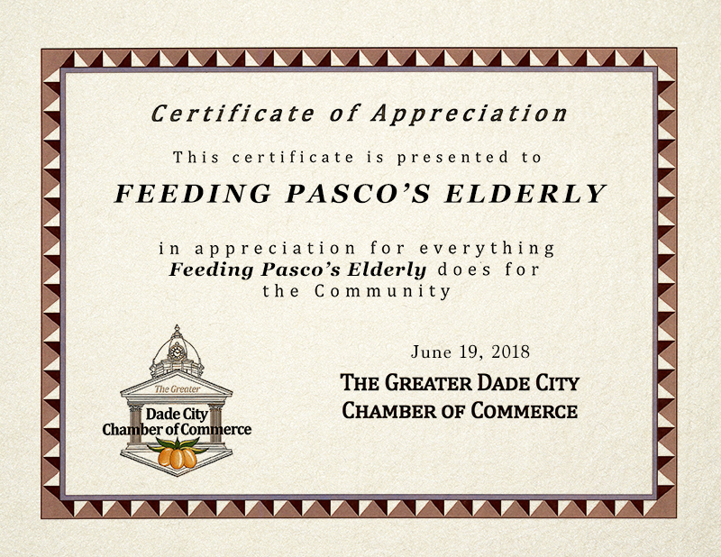 Feeding Pasco's Elderly Recognized at Chamber Business Breakfast